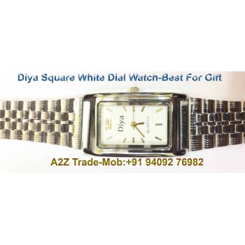Diya Steel Square White Dial Steel Strap Unisex Watch For Trendy Look On 50 % Discount,